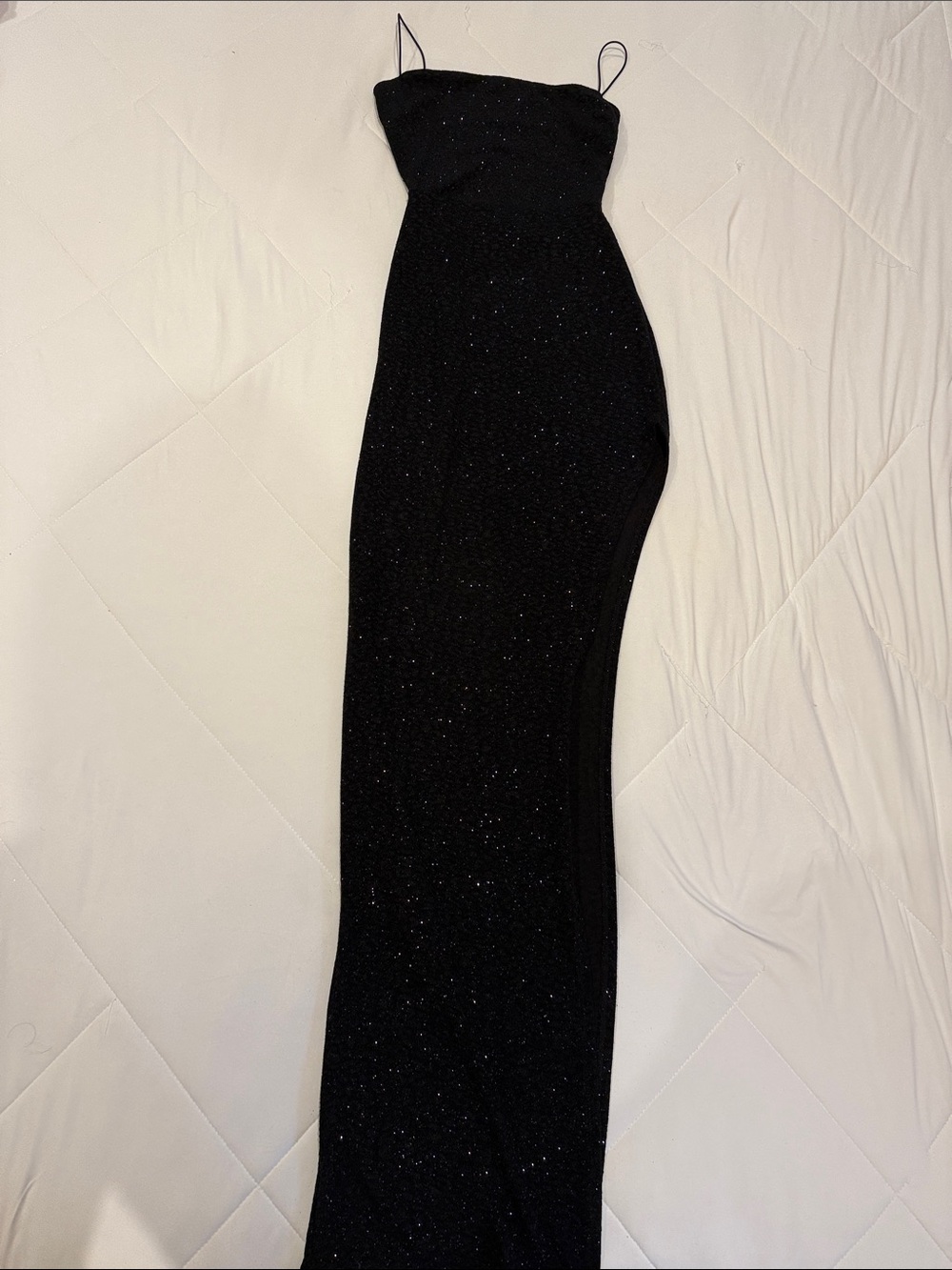 Windsor Black Sparkle Maxi Slip Dress with Spaghetti Straps